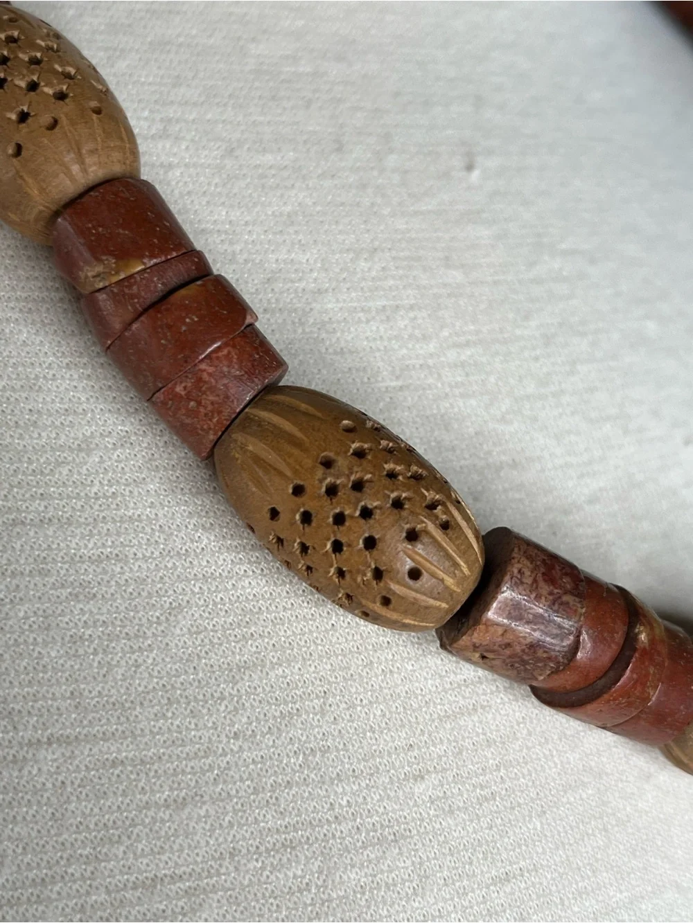 Vintage Clay Bead Statement Necklace Chunky Unique Jewelry Tribal Earthy Boho